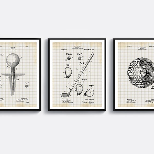 Golf Patent Art, Sports Patent Poster, Golfer Gift, Golf Ball Blueprint, Golf Tee Invention, Home Wall Decor, Fitness Center Wall Art