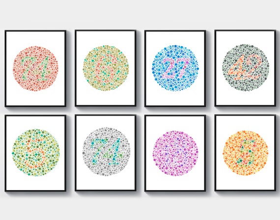 8 Ishihara Test Cards Ophthalmology Art Color Blindness - Etsy Denmark