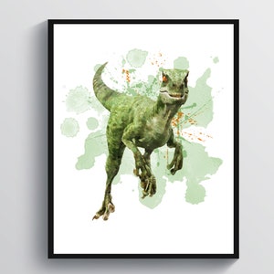 Raptor Art Watercolor Dinosaur Art Velociraptor Art Jurassic Fauna Art Reptile Art Biology Art Dinosaurs Lover Gift Boys Bedroom Decor