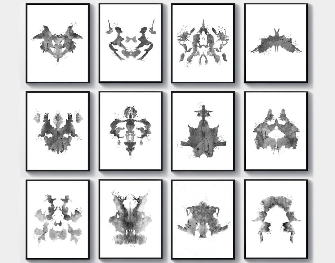 12 Rorschach Test Posters Watercolor Rorschach Inkblots, Medical Art ...