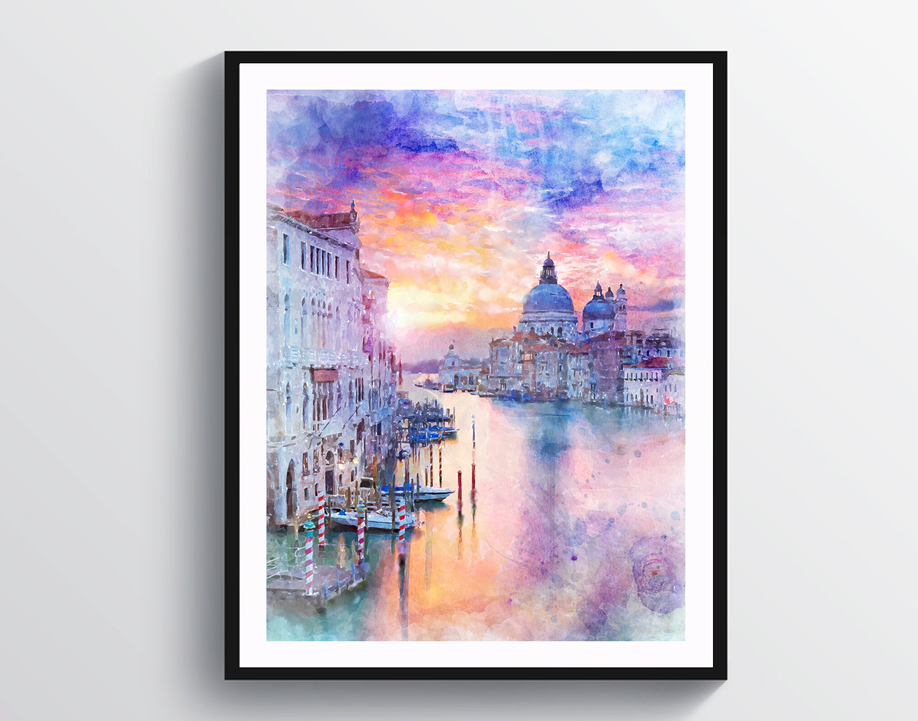 ヴェネツィア イタリア 水彩画 ヴェネツィア 都市景観 夕焼け画