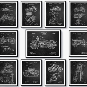 11 Arte de patente de motocicleta, plano de moto de cross, diseño de chopper, decoración, arte de motocicleta, póster de scooter, arte de transporte, arte industrial, arte mecánico