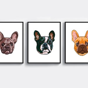 French Bulldog Art Set, Bulldog Art, Bulldog Wall Decor, Pet Artwork, Puppy Art, Home Animals Art, Bulldog Gift, Dog Poster, Nursery Art