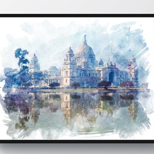 4 Art du paysage indien, Art du Taj Mahal, Peinture à laquarelle, Œuvres dart de monuments indiens, Décoration murale pour la maison, Art de voyage, Cadeau de professeur de yoga image 4