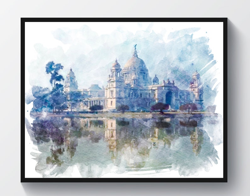 4 Art du paysage indien, Art du Taj Mahal, Peinture à laquarelle, Œuvres dart de monuments indiens, Décoration murale pour la maison, Art de voyage, Cadeau de professeur de yoga image 4