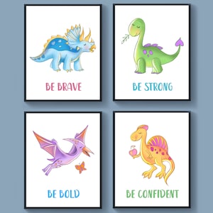 4 Dinosaur Motivational Poster Kids Positive Quotes Art Dinosaur Decor Kids Room Art Playroom Decor Dinosaur Birthday Party Nursery Art