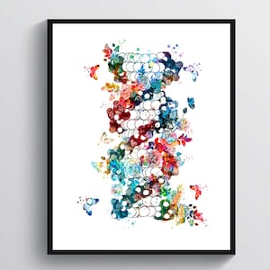 Watercolor Nucleic Acid Art DNA Art Genetic Code Art Gene Art Chromosome Art Biochemistry Art Medical Art Science Art Geneticist Gift