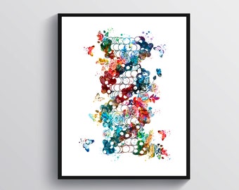 Watercolor Nucleic Acid Art DNA Art Genetic Code Art Gene Art Chromosome Art Biochemistry Art Medical Art Science Art Geneticist Gift