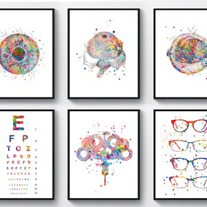 6 Optometry Art Optician Gift Ophthalmologist Gift Ophthalmic Clinic Wall Decor Medical Poster Anatomical Eyeball Refractor Glasses Drawing
