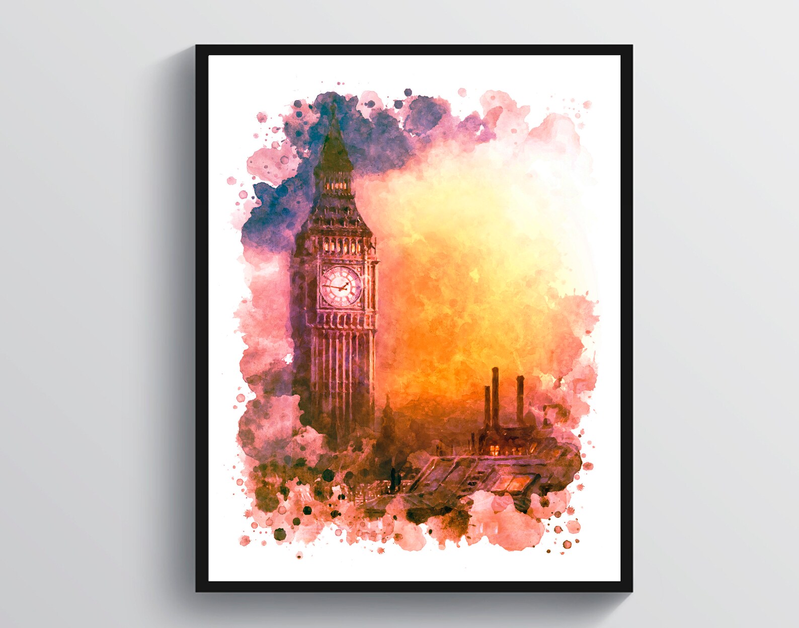London Big Ben Clock Tower Watercolor Art Print London - Etsy