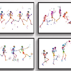 4 Sports Therapy Art Physiotherapist Gift Sports Art Human Skeleton Art Runner Art Long Jumper Art Basketball Player Art Soccer Player Art