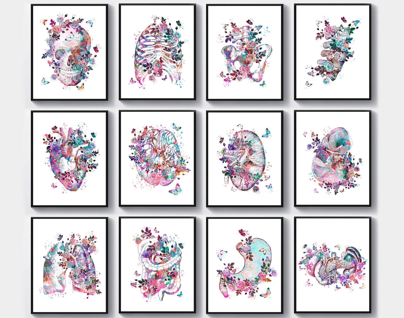 12 Medical Decor Watercolor Anatomy Art Doctor Office Gift Human Organ ...