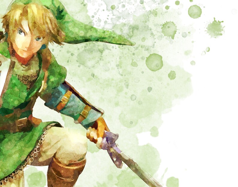 Zelda Watercolor Digital Art Print Link Legend of Zelda Breath | Etsy
