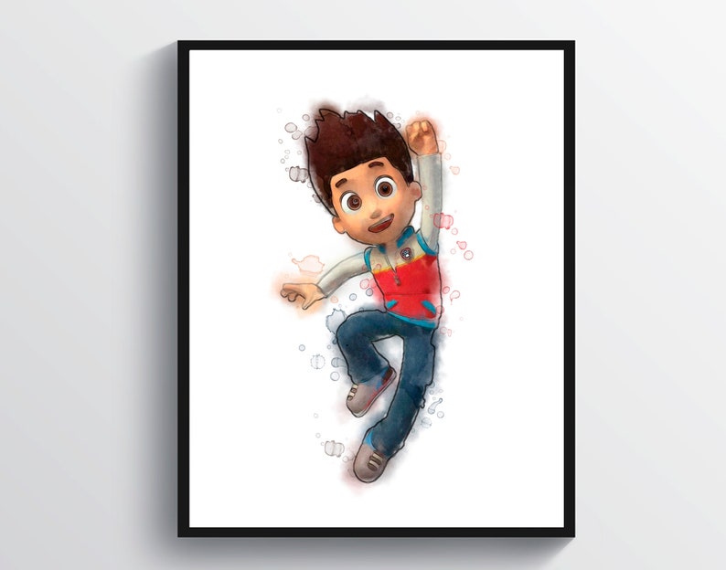 Paw Patrol Poster Paw Patrol Prints Kids Room Watercolor Art Etsy