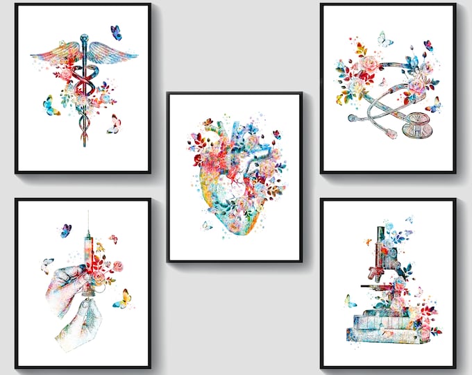 6 Medical Art Vintage Anatomy Decor Anatomical Heart Lungs Brain Poster ...