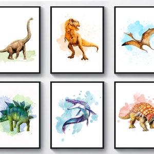 6 Dinosaur Drawing, Dinosaur Illustration, Dinosaur Art, Tyrannosaurus Art, Dinosaurs Types Poster, Dinosaur Education, Kids Room Decor