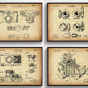 4 Vintage Photographic Camera Patent Art Camera Patent Art Photography Art Industrial Art Steampunk Art Photographer Gift Mechanic Gift