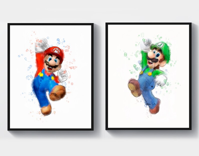 Mario and Luigi Print Super Mario Bros Nintendo Art Game | Etsy