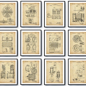 12 Air Conditioning System Patent Art First Conditioner Blueprint Ventilation Patent Heating System Patent Engineering Art Technical Poster