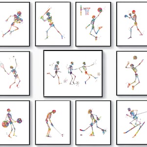 11 Sport Skeleton Art Motion Poses Artwork Moving Skeleton Art Chiropractor Gift Physiotherapist Gift Osteopath Gift Surgeon Gift