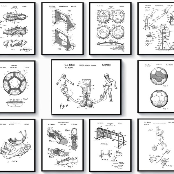 11 Soccer Patent Art Football Blueprint Sport Art Football Player Gift Soccer Ball Patent Soccer Shoes Patent Play Room Decor Boys Room Gift
