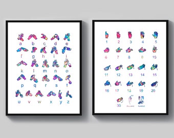 Auslan Poster Auslan Alphabet Auslan Counting Australian Sign Language Fingerspelling Wall Decor