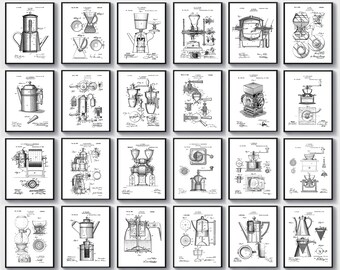 24 Vintage Coffee Making Machine Patent Coffee Mill Blueprint Coffee Pot Patent Coffee Roaster Patent Kitchen Decor Coffee Shop Wall Art