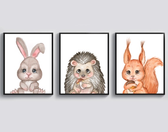 Cute Forest Animals Art Nursery Art Kids Room Decor Hare Art - Etsy New Zealand Cute Forest Animals Art Nursery Art Kids Room Decor Hare Art - Etsy New Zealand