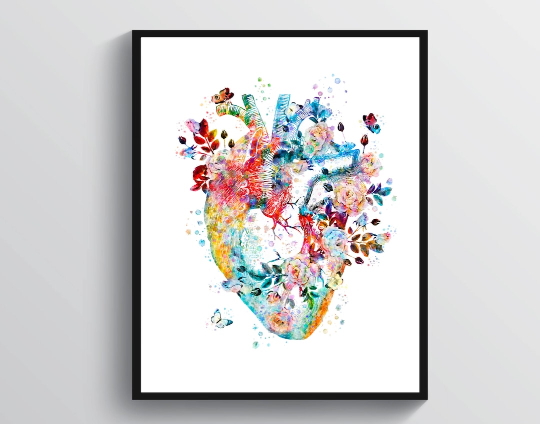 Anatomical Heart Print Anatomy Art Cardiologist Gift Medical Artwork ...