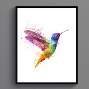 Hummingbird Art Tropical Bird Illustration Exotic Bird Painting Jungle Wall Decor Biology Art Animals Art Living Room Decor Office Decor