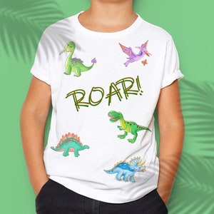 5 Lustige Dinosaurier Clipart Niedliches Dino PNG Sublimation Trex Clipart Roar Clipart Dinosaurier Designs Hand gezeichnet Clipart Geschenk für Jungen