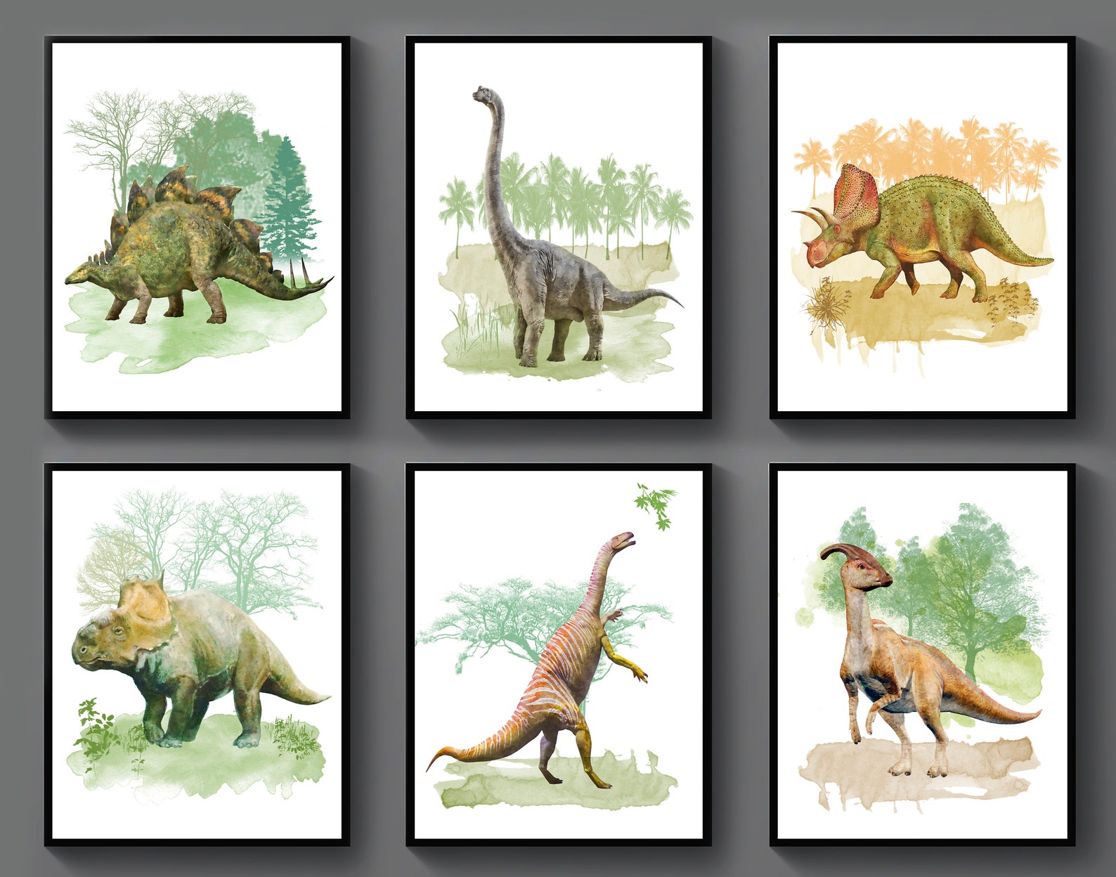 6 Pflanzenfresser Dinosaurier Arten Aquarell Kunst - Etsy.de