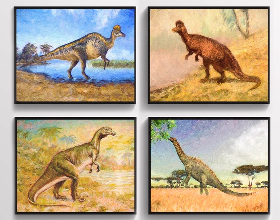 GOUWEI Poster Su Tela Dinosauri – Poster Tipi Di Dinosauri, Decorazione Murale 40x60 Cm, Stampa Animali Per Soggiorno O Camera Letto