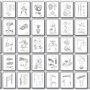 40 Game Patent Posters Team Games Blueprint Sports Art Athletics Art Sports Player Gift Football Patent Volleyball Patent Baseball Patent