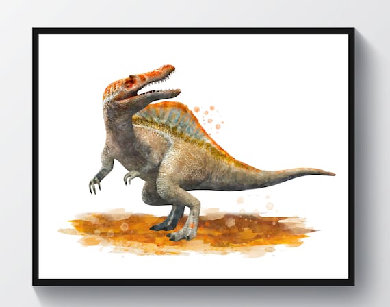 6 恐竜アート ジュラシックポスター 水彩画 T-Rex ステゴサウルス