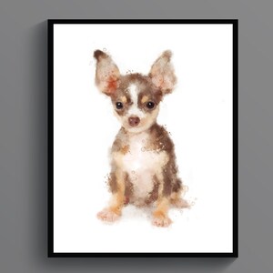 Chihuahua Puppy Watercolor Art Dog Art Pet Art Animal Wall Decor Cute Puppy Poster Dog Lover Gift Nursery Art