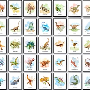 35 Dinosaurs Printables Dinosaur Naming Poster Dinosaur Types Education Watercolor Dinosaur Art Dinosaur Drawing Dinosaur Wall Decor