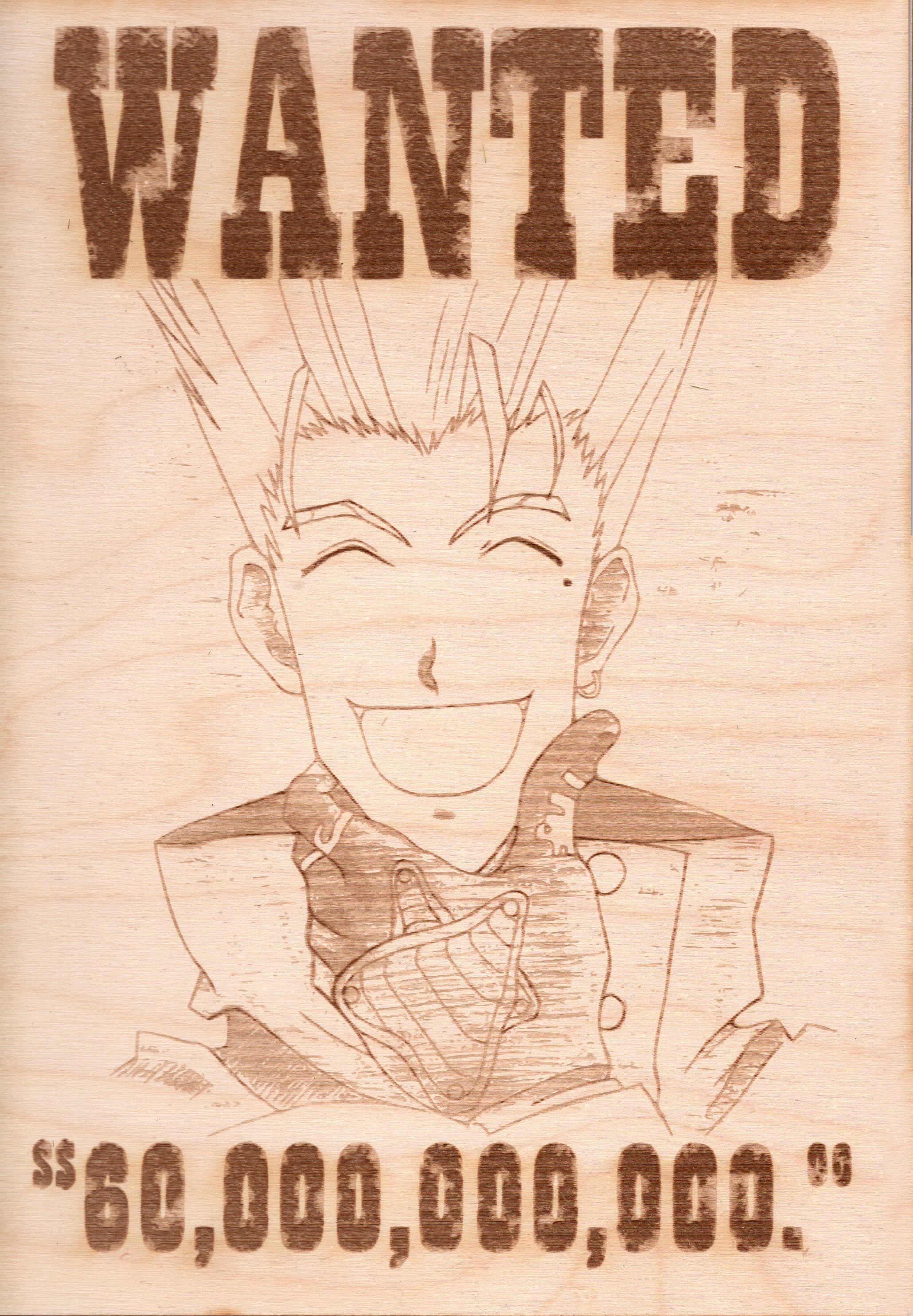 Trigun Vash the Stampede Wooden Wanted Poster Etsy