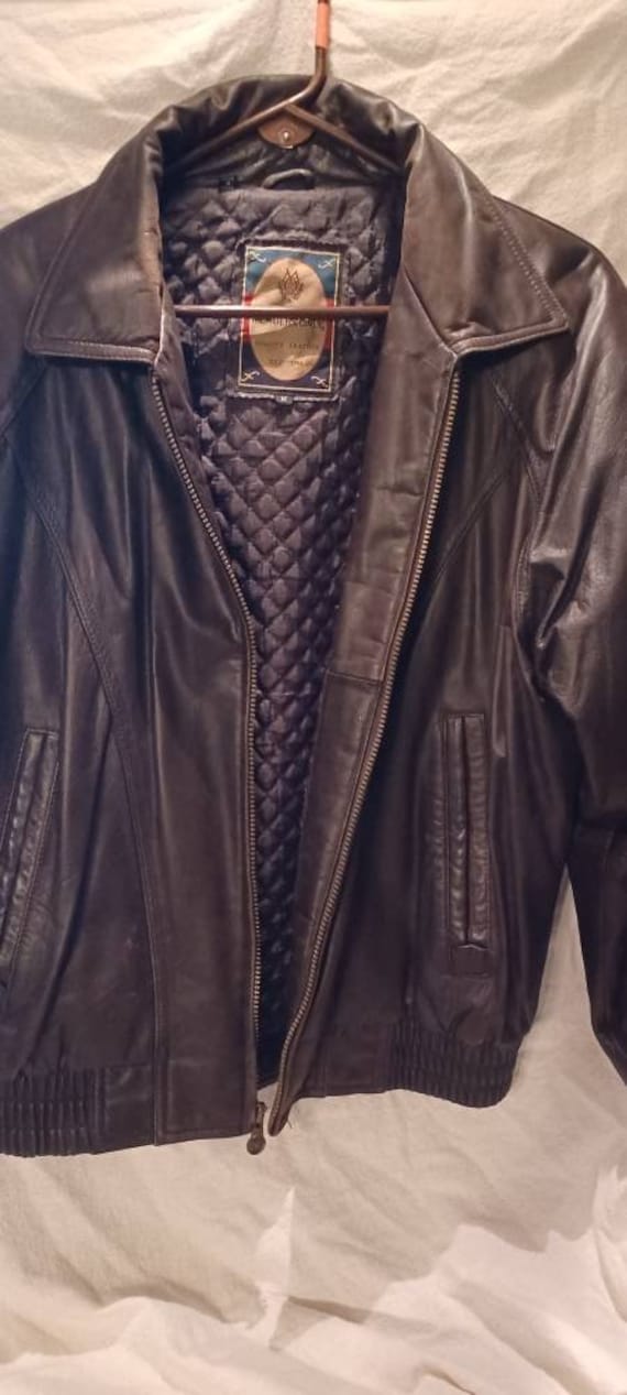 Vintage Members Only Brown Leather Bomber Jacket