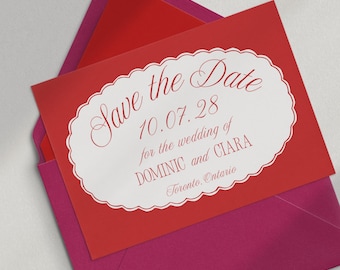 ロマンチックなSave the Date - ヴィンテージレース、50年代、手描き、クラシック、気まぐれ、Canvaテンプレート