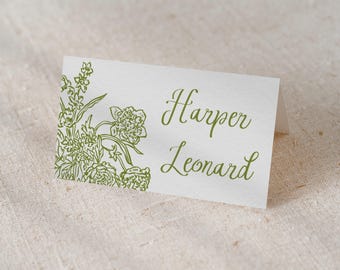 Whimsical Floral Place Cards - Handwritten name cards, Canva Template