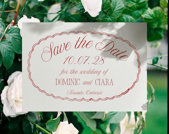 ロマンチックなSave the Date - ヴィンテージレース、50年代、手描き、クラシック、気まぐれ、Canvaテンプレート