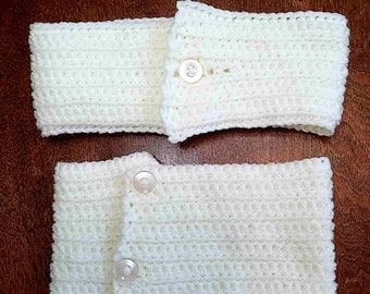 Diadema y capucha con botones de ganchillo, crochet con aspecto de punto, calentador de cuello abotonado, bufanda, tamaño ajustable