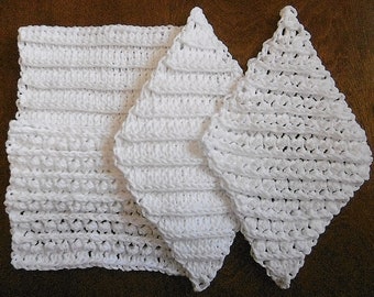 Crochet 4 Chained Washcloths, crochet pattern, 4 different patterns, spa cloth, face cloth, easy beginner crochet