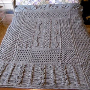 Celtic Log Cabin Crochet Blanket Pattern, 9 different patterns, crochet in one piece center out