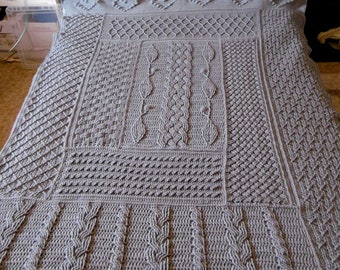Celtic Log Cabin Crochet Blanket Pattern, 9 different patterns, crochet in one piece center out