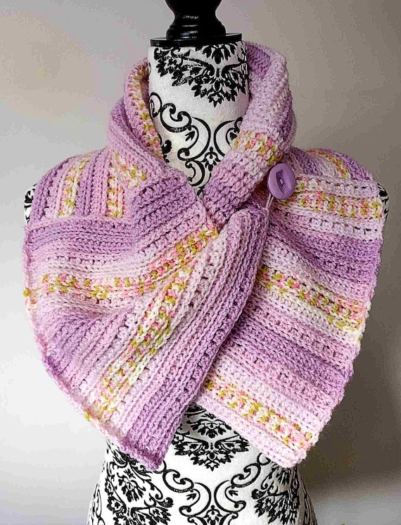 Crocheted Chained Buttoned Cowl, Scarf, Shawl, Neck Warmer