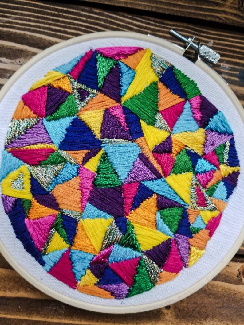 Geometric Embroidery Embroidery Art Abstract Contemporary Etsy