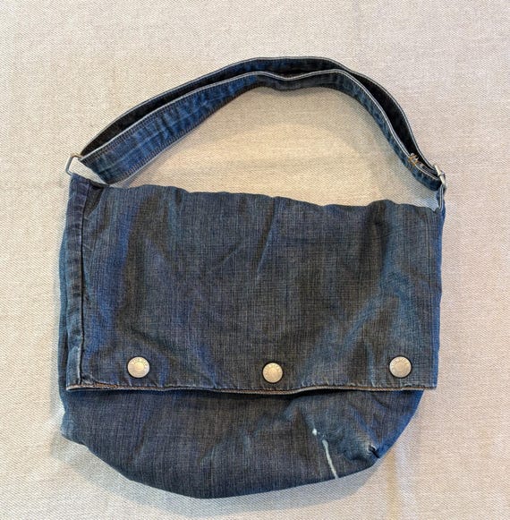 Vtg GAP Denim Worker Bag Messenger Crossbody Y2K Util… - Gem