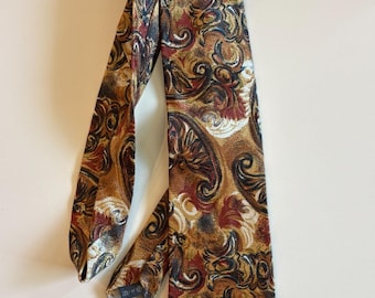 Vtg Ermenegildo Zegna Tie Silk Baroque Paisley Gold Rust Brown Metallic Italy